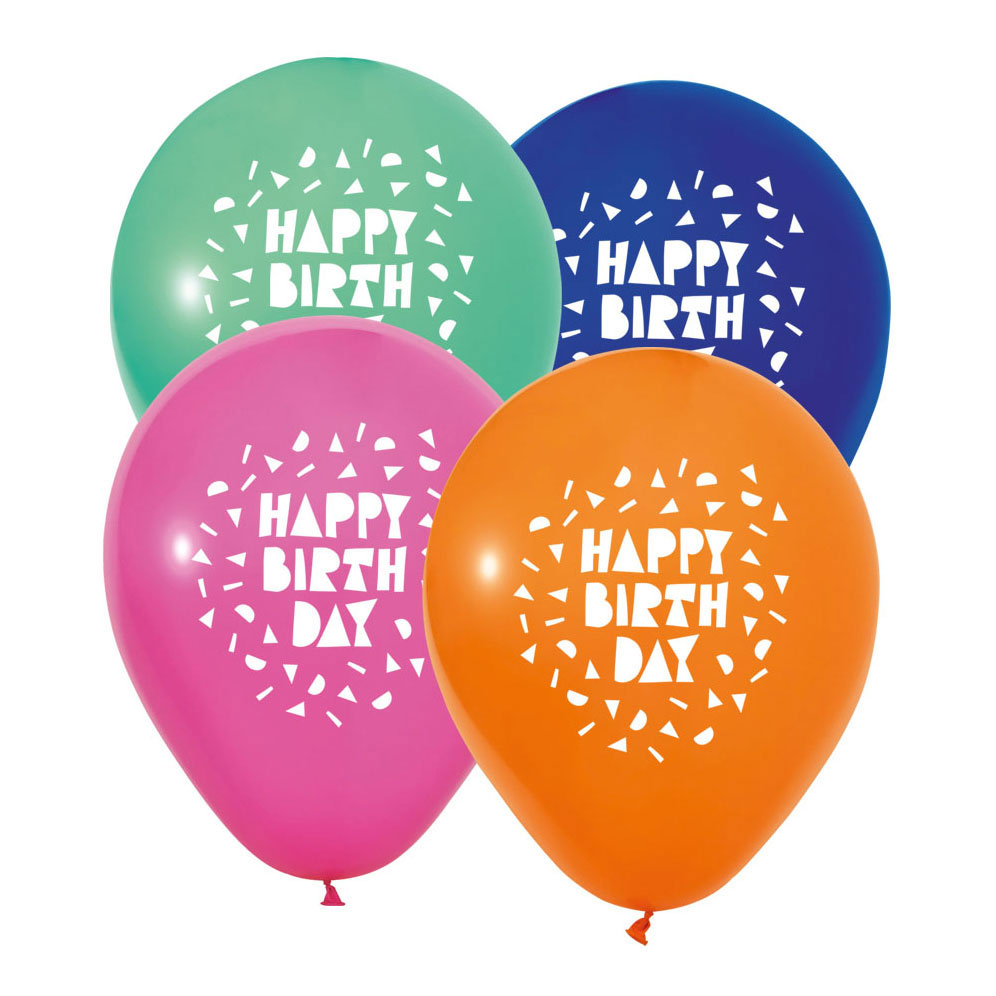 Ballonnen 12 Inch Happy Birthday - 8st.