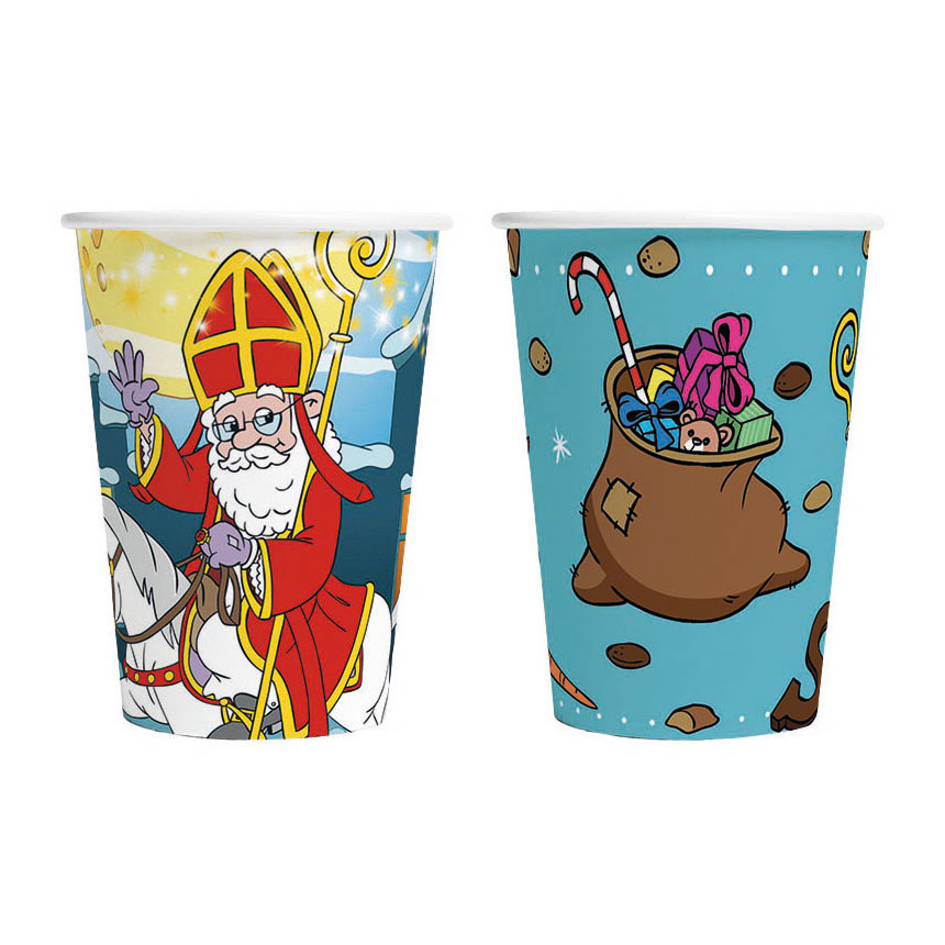 Gobelets en papier Sinterklaas 210ml - 8 pièces.
