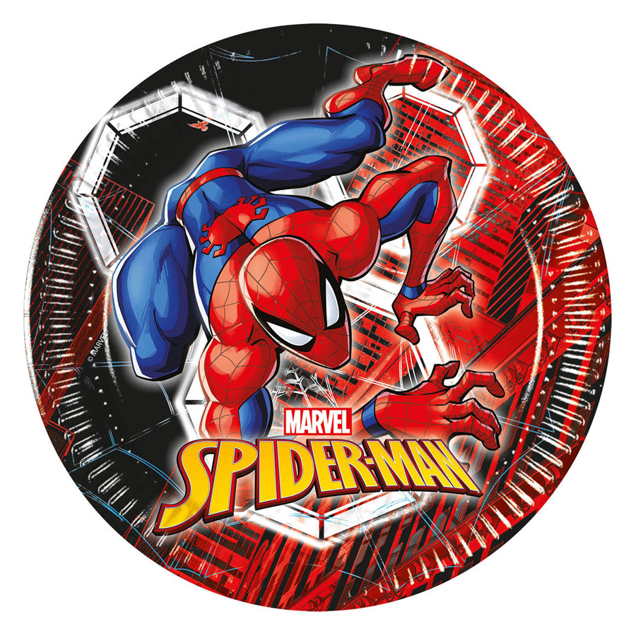Papieren Borden 20cm Spiderman World of Web - 8st.
