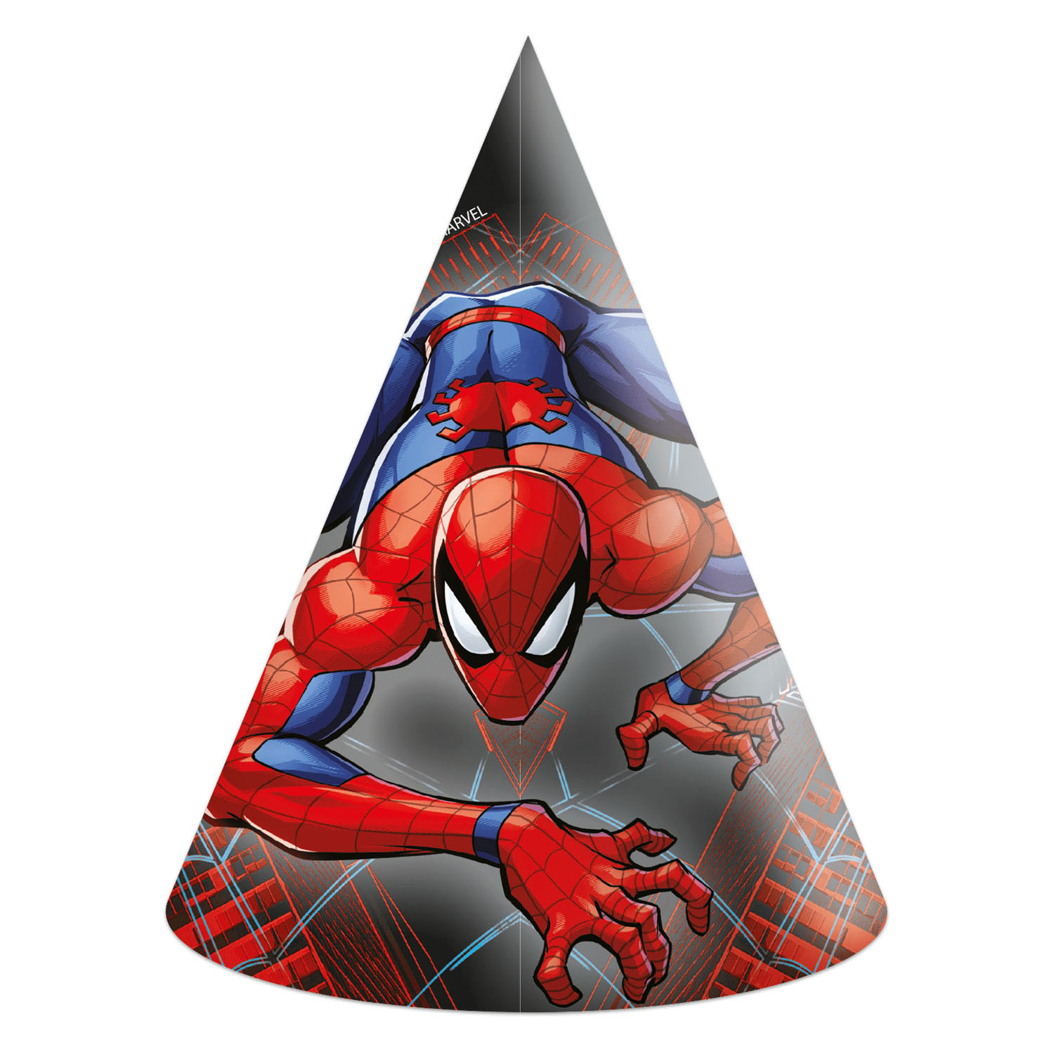 Chapeaux en papier Spiderman Monde de la Toile - 6 pièces.