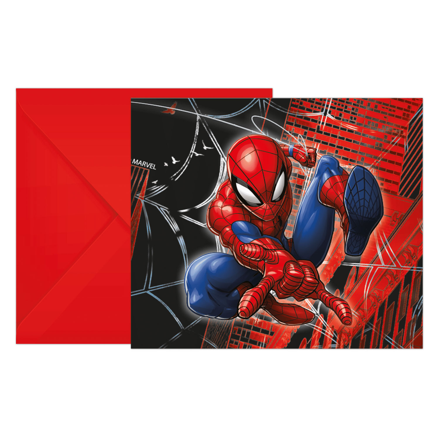 Uitnodigingen met Enveloppen Spiderman Wolrd of Web - 6st.