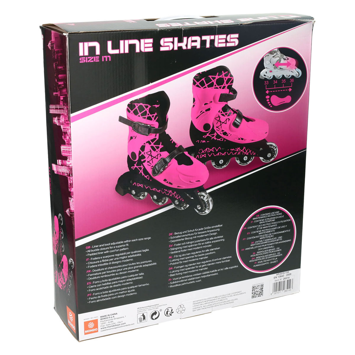 Mondo Inline Skates Roze, maat 33-36
