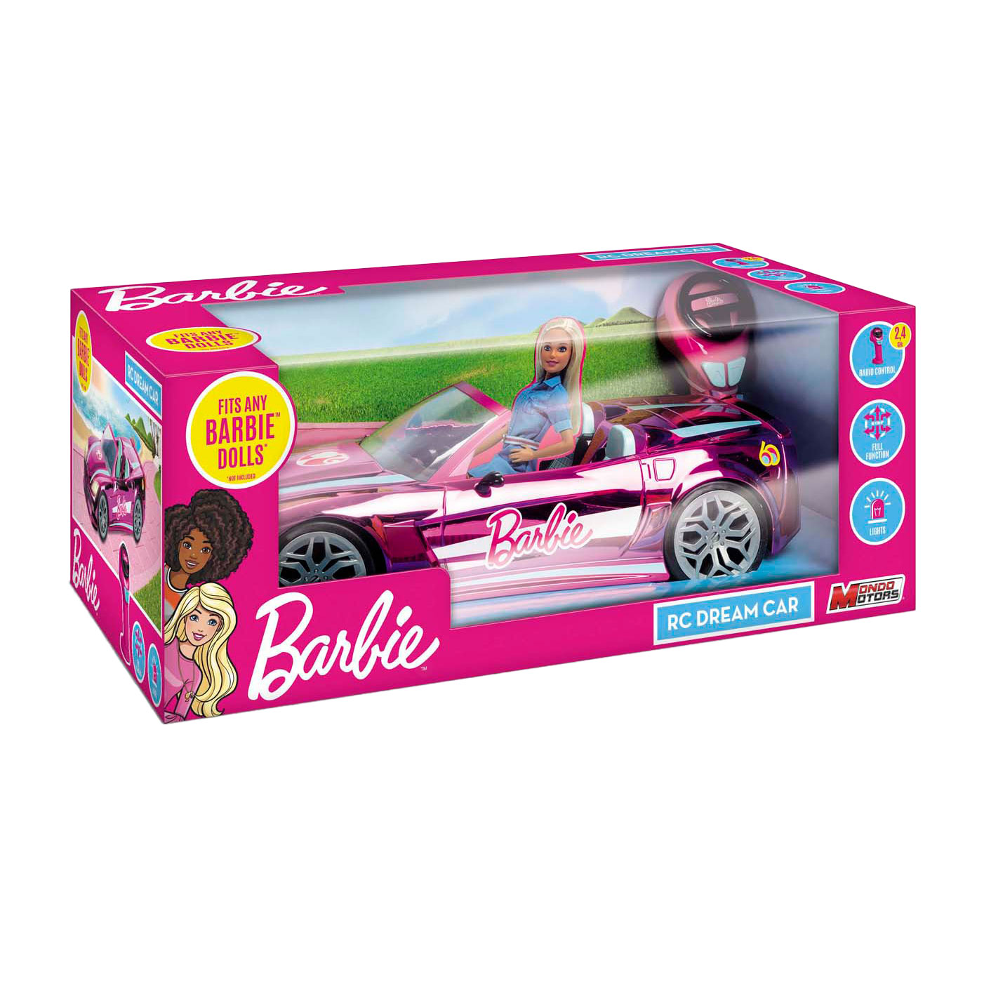 Barbie Mondo Motors RC Bestuurbare Auto - Verchroomd Roze