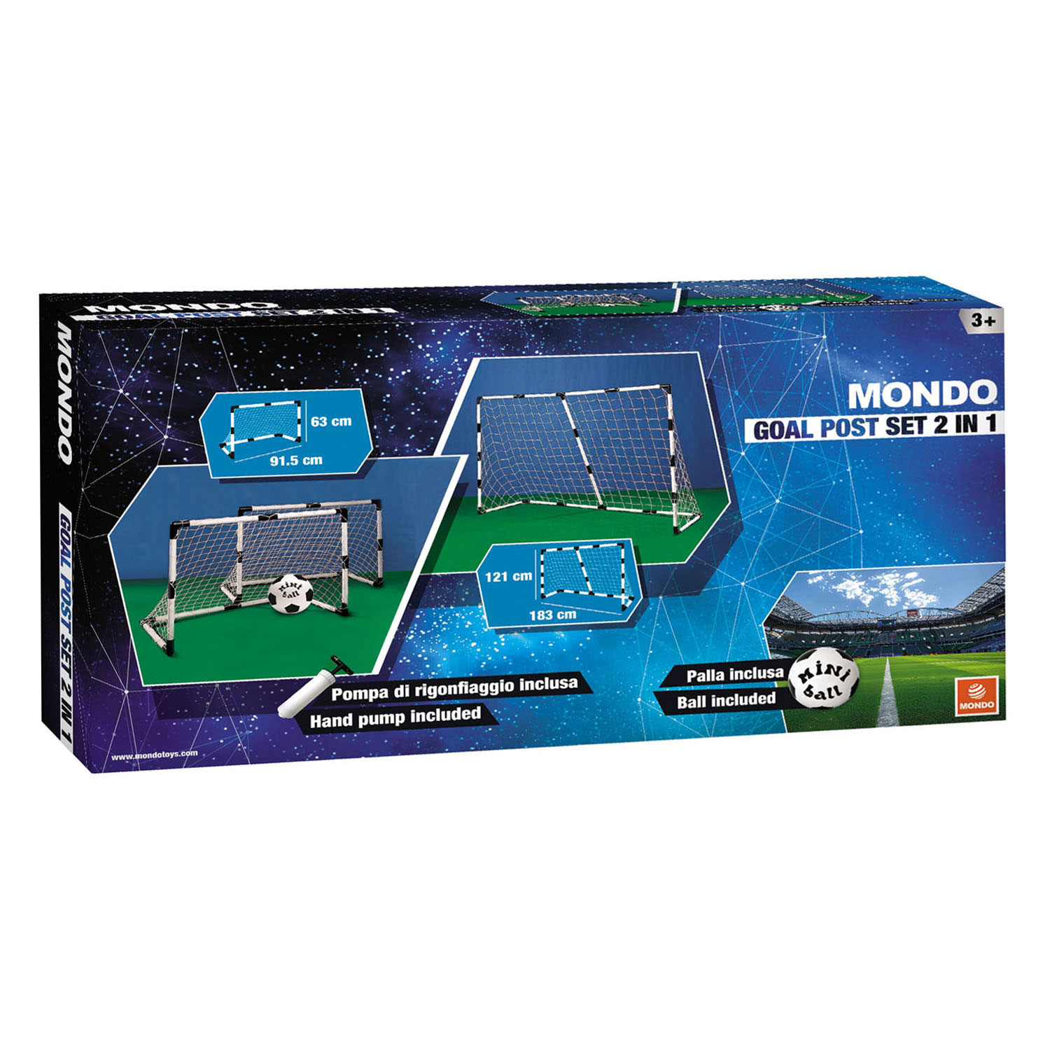 Mondo Voetbaldoel Set 2-in-1 met Bal en Pomp