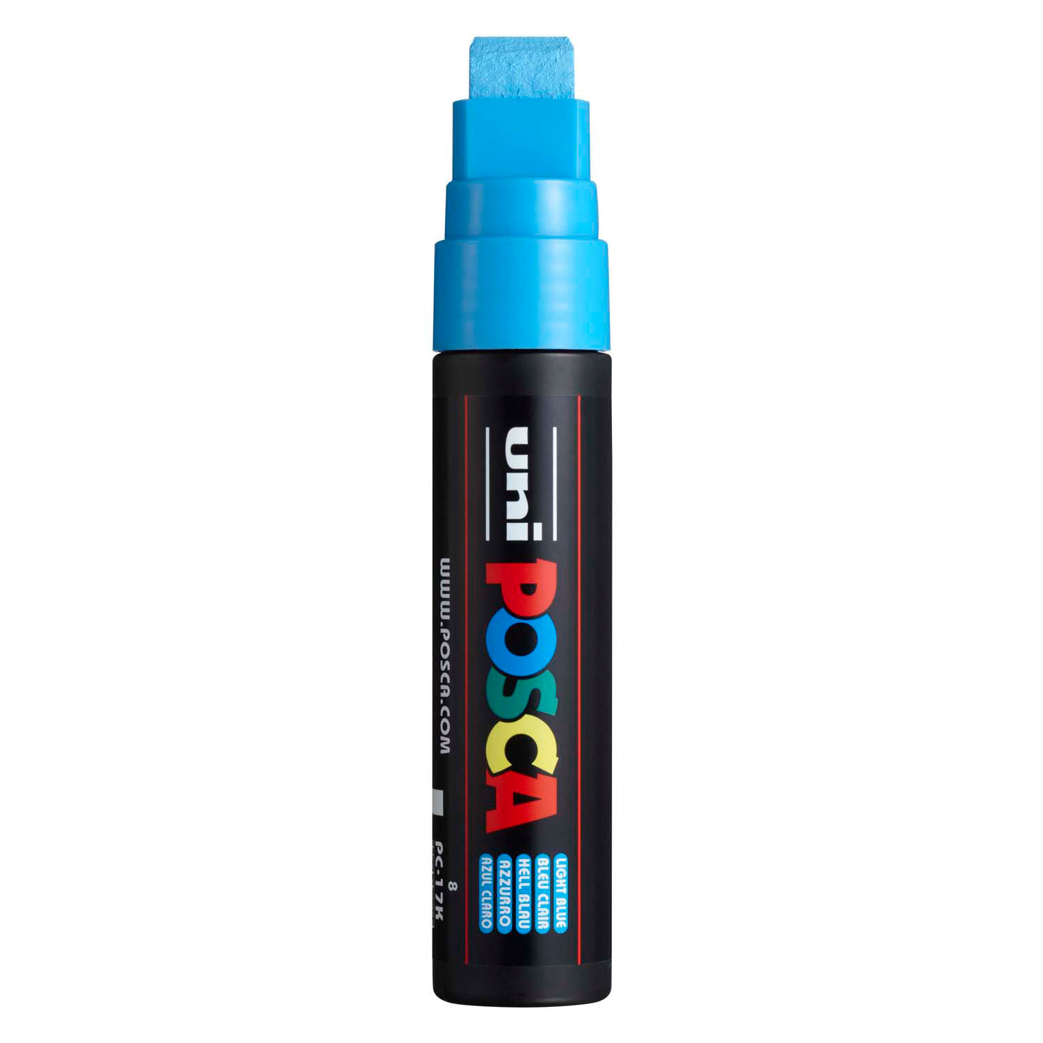 Marqueur de peinture Uni Posca 17K bleu clair - Pointe plate 15 mm