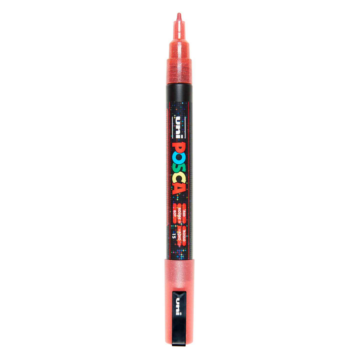 Uni Posca PC3M Verfmarker Glitter Rood - ronde punt tot 1,3 mm