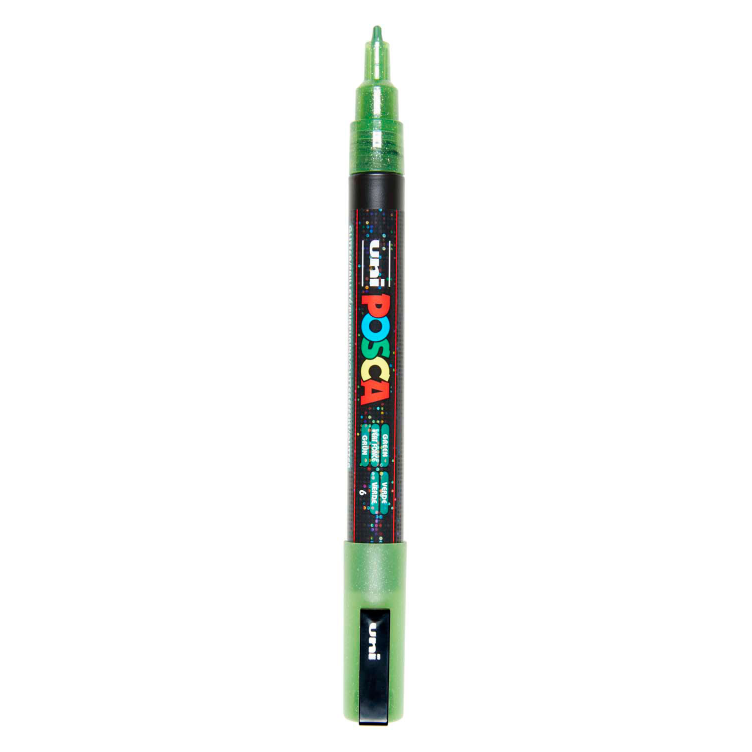 Uni Posca PC3M Verfmarker Glitter Lichtgroen - ronde punt tot 1,3 mm
