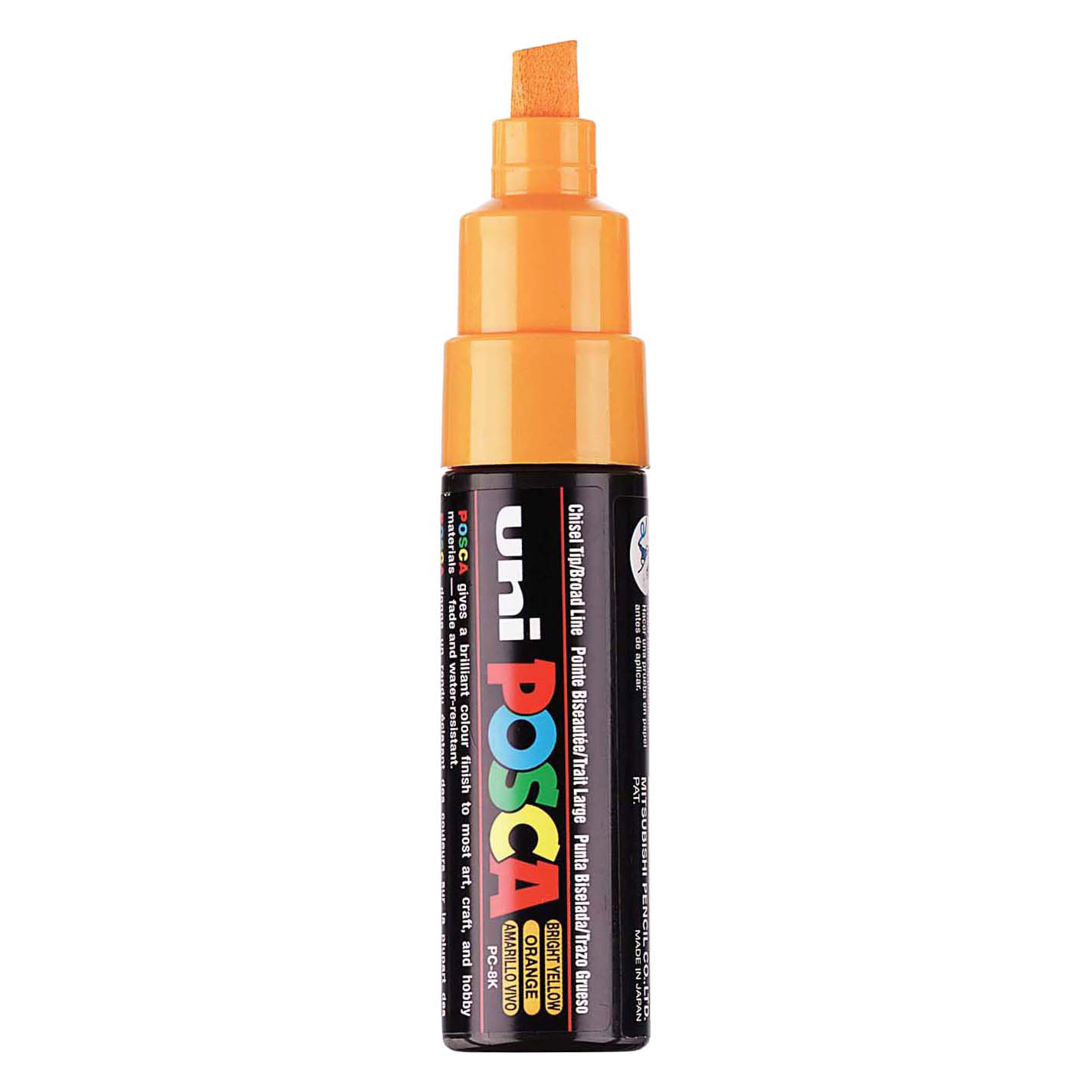 Marqueur de peinture Uni Posca 8K orange - Pointe biseautée 8 mm
