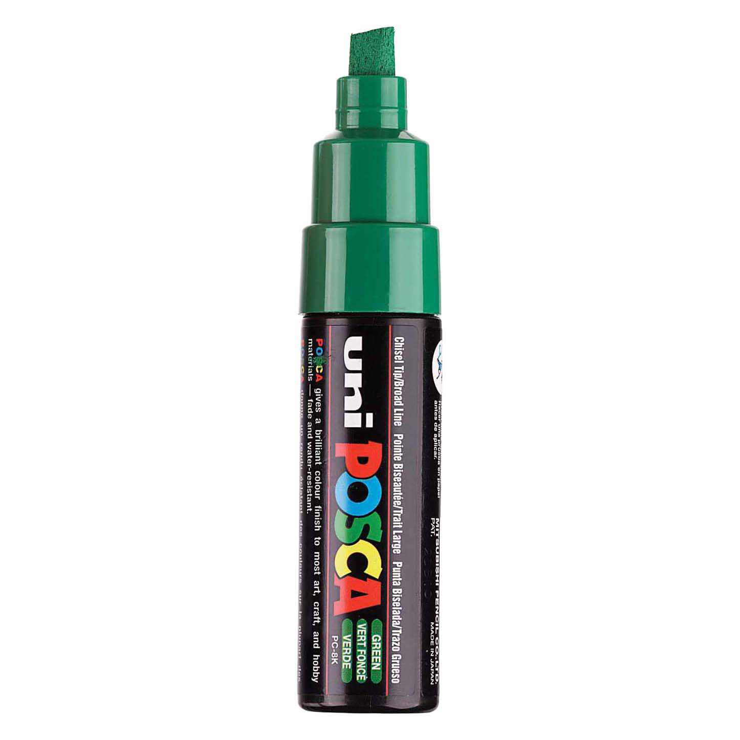 Marqueur de peinture Uni Posca 8K Vert foncé - Pointe biseautée 8 mm