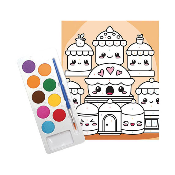 Graine Schilderen Op Nummer Set Kawaii Cakes - incl. Acrylverf en Penseel