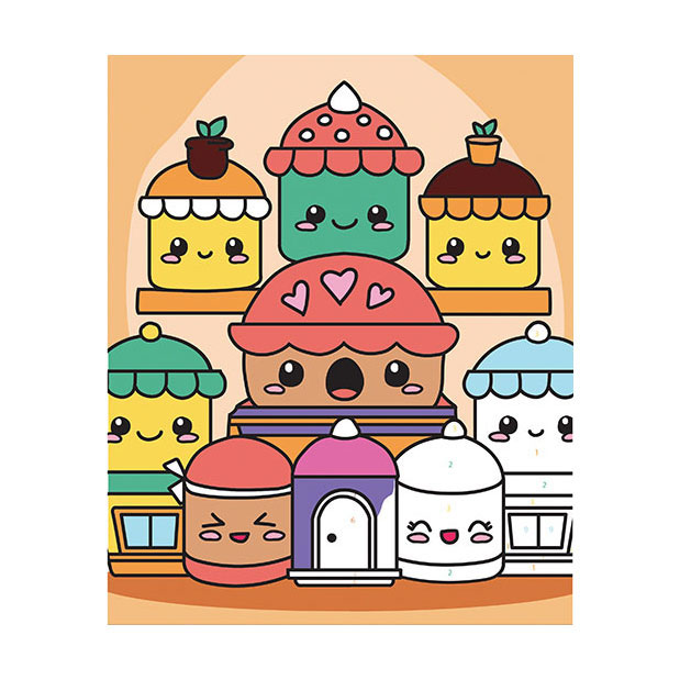 Graine Schilderen Op Nummer Set Kawaii Cakes - incl. Acrylverf en Penseel