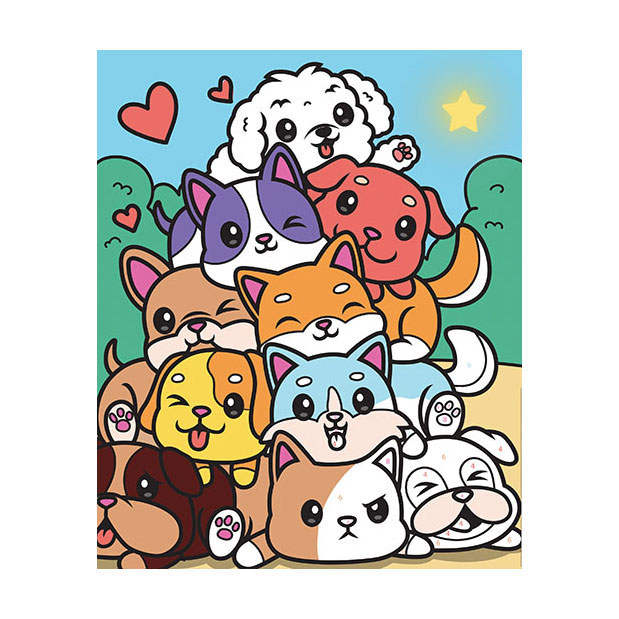 Graine Schilderen Op Nummer Set Honden - incl. Acrylverf en Penseel