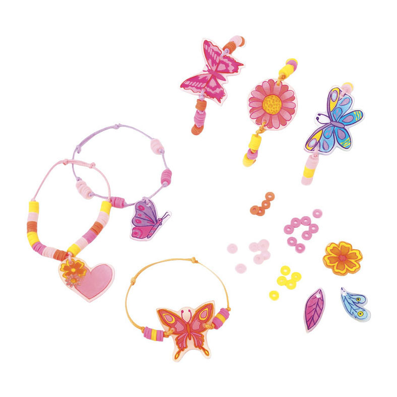 Bracelet Graine en film rétractable, motifs papillons et fleurs