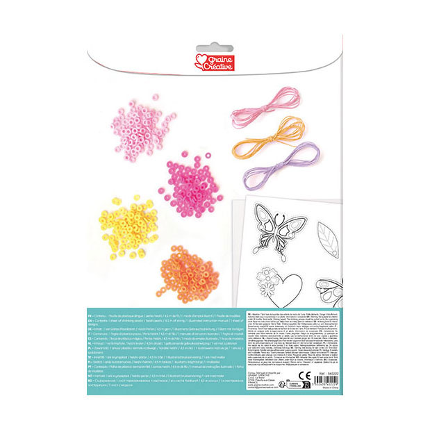 Bracelet Graine en film rétractable, motifs papillons et fleurs