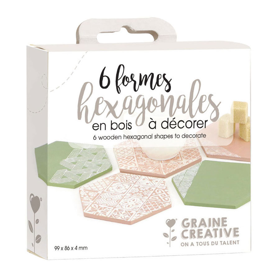 Formes hexagonales en bois Graine - 6 pièces.