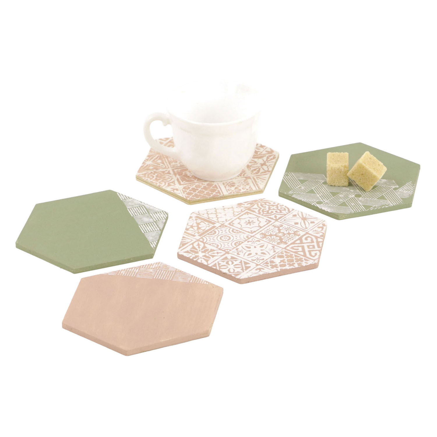 Formes hexagonales en bois Graine - 6 pièces.