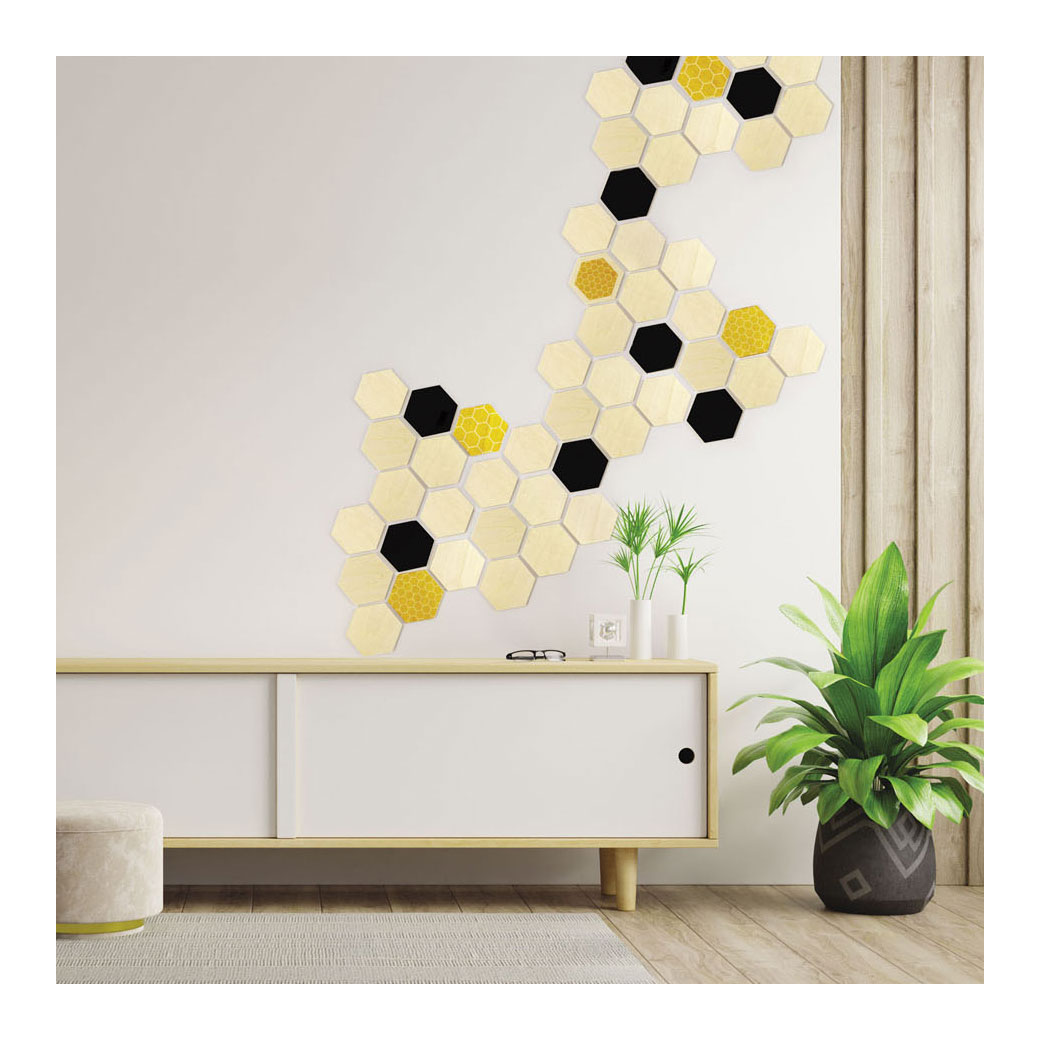 Formes hexagonales en bois Graine - 6 pièces.