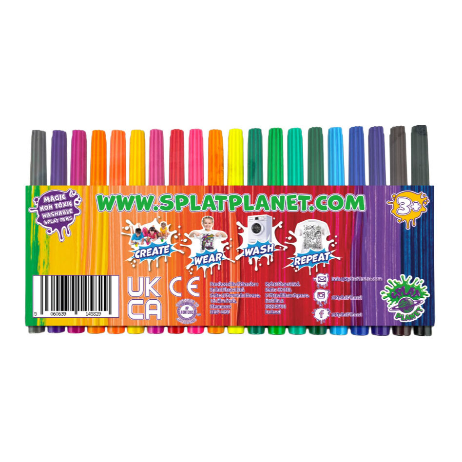 Ensemble de 20 marqueurs textiles lavables Splat Planet