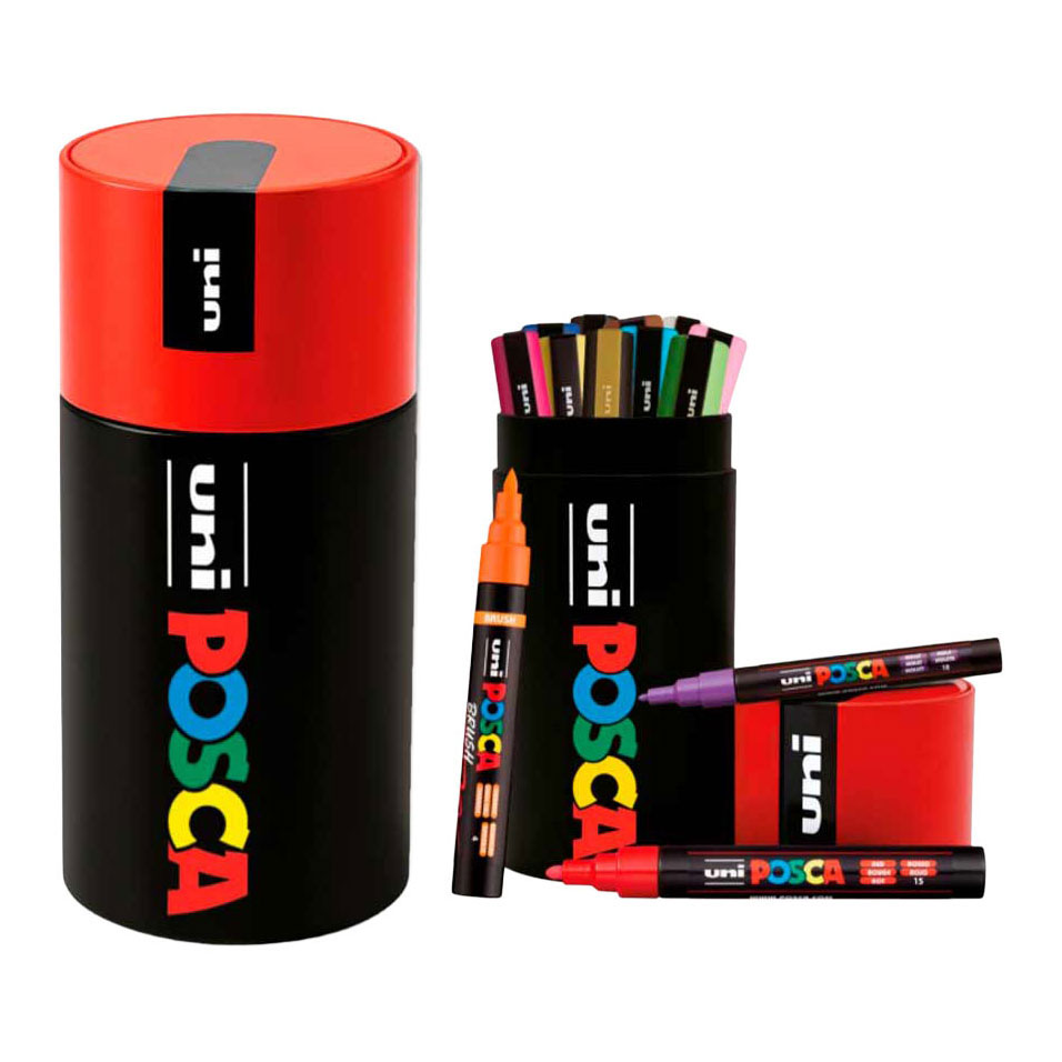 Ensemble de marqueurs pigmentaires Uni Posca Koker - 13 pcs.
