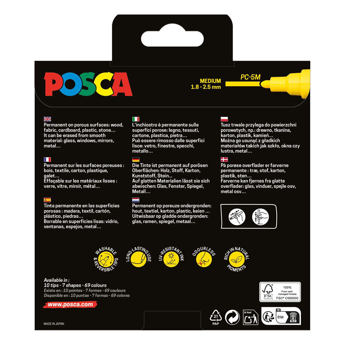 Ensemble de marqueurs Uni Posca PC5M Sleeve Hero - 8 pièces.