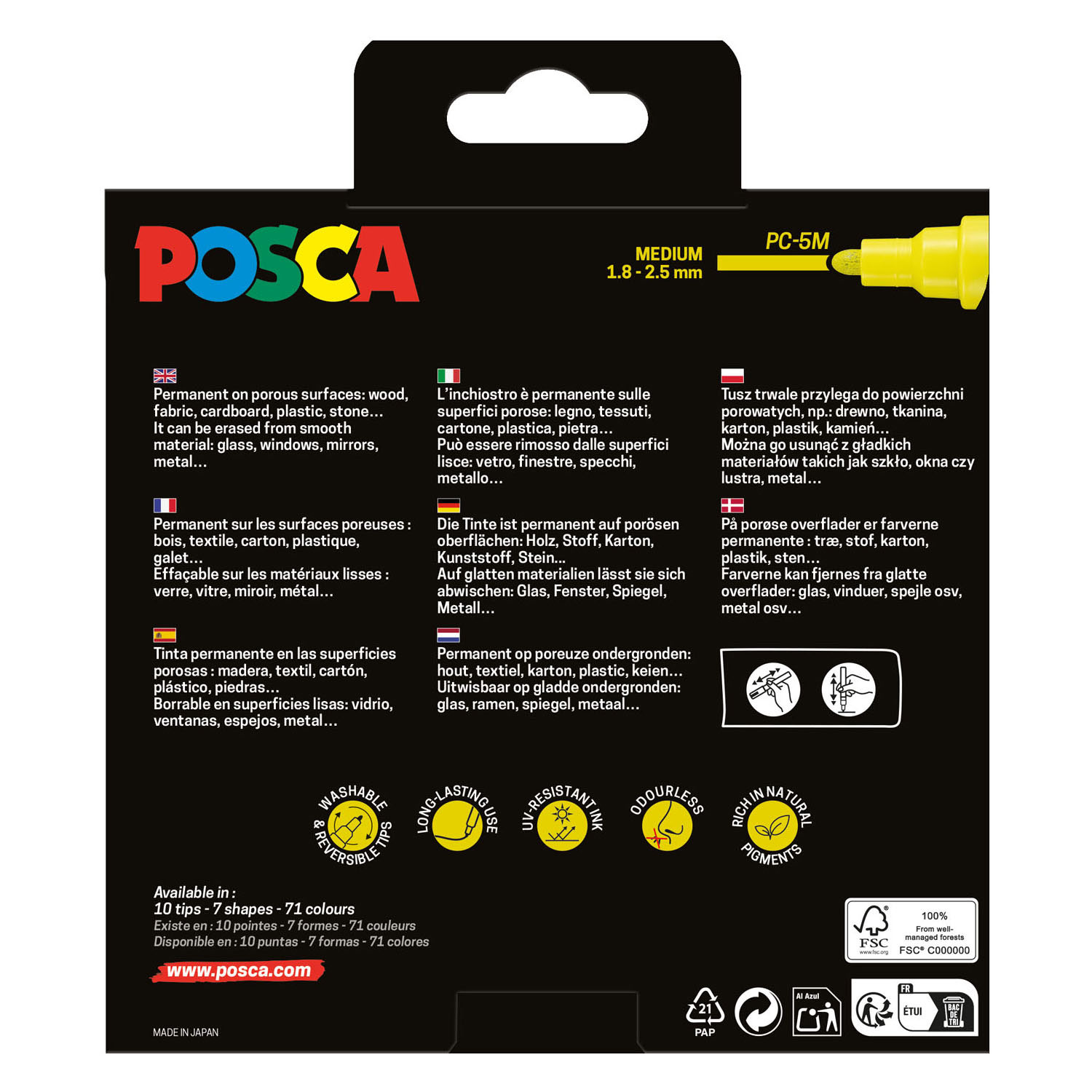 Uni Posca PC5M Marker Set Grüne Farbtöne - 8 Stück.