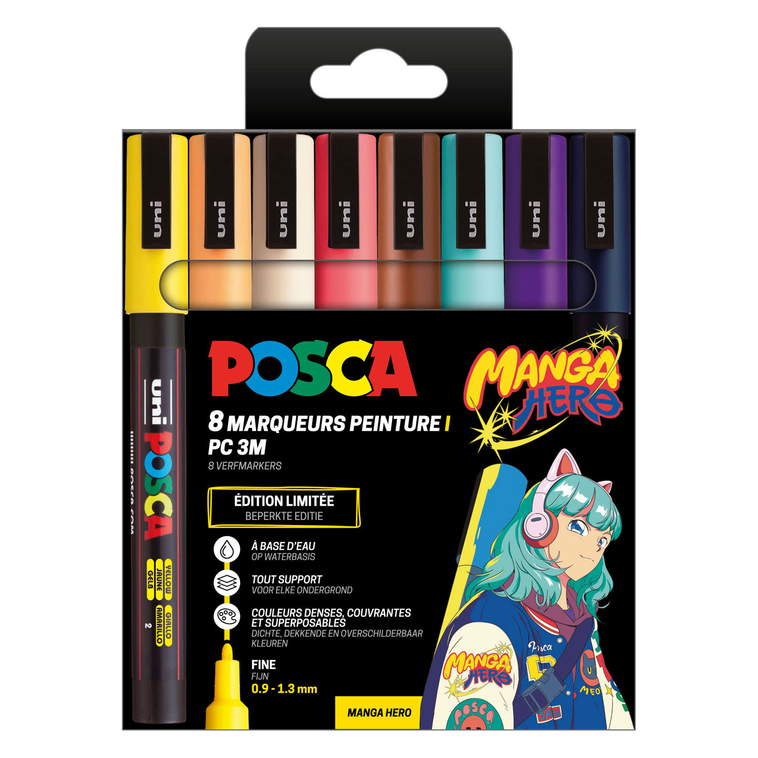 Uni Posca Marker PC3M Set Manga Hero - 8 Stück.