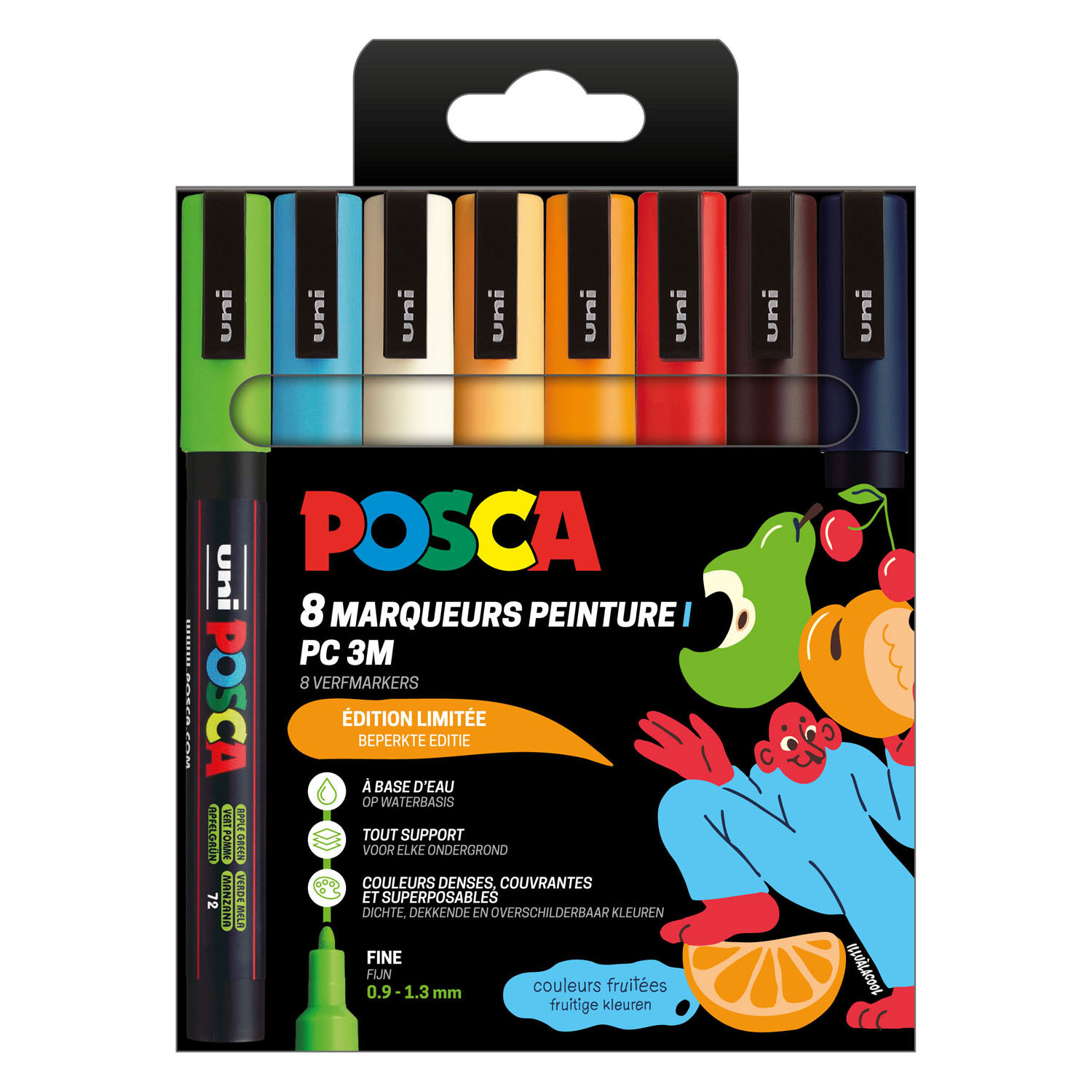 Uni Posca Marker PC3M Set Fruity Colors - 8 Stück.