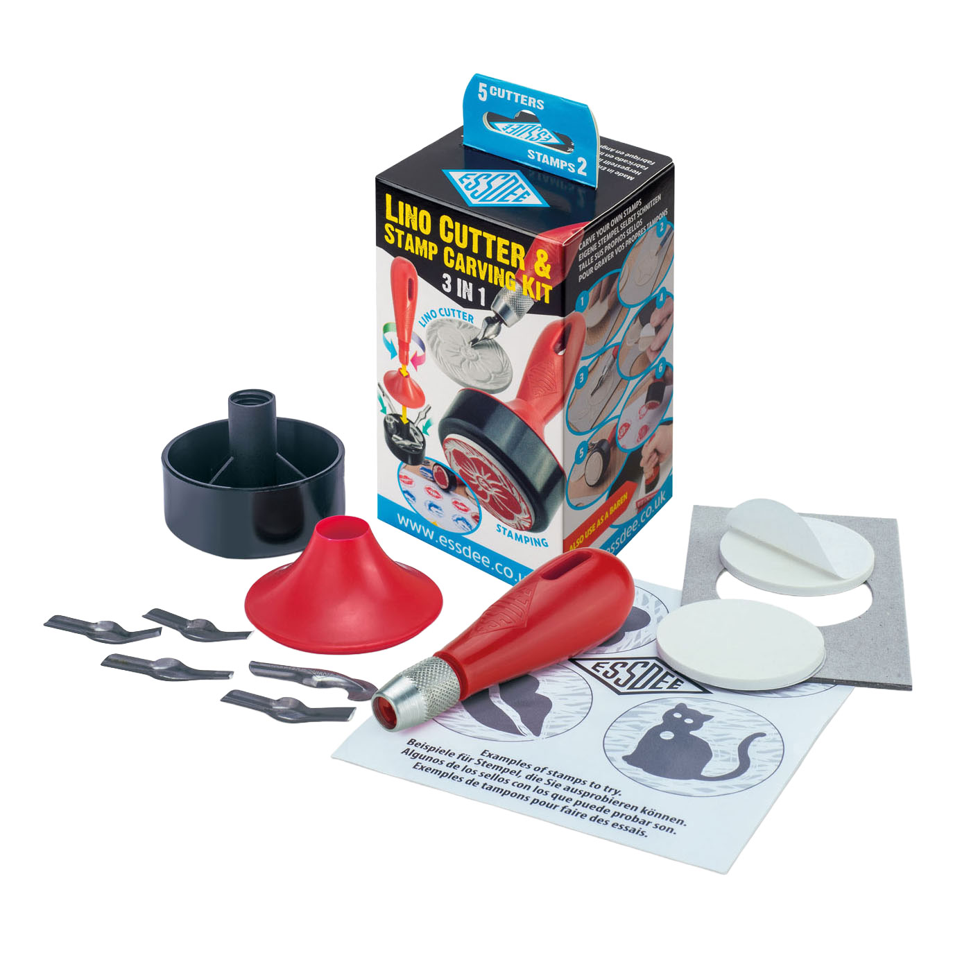 Essdee 3-in-1 Linolschnitt-Set – 5 Schneidklingen