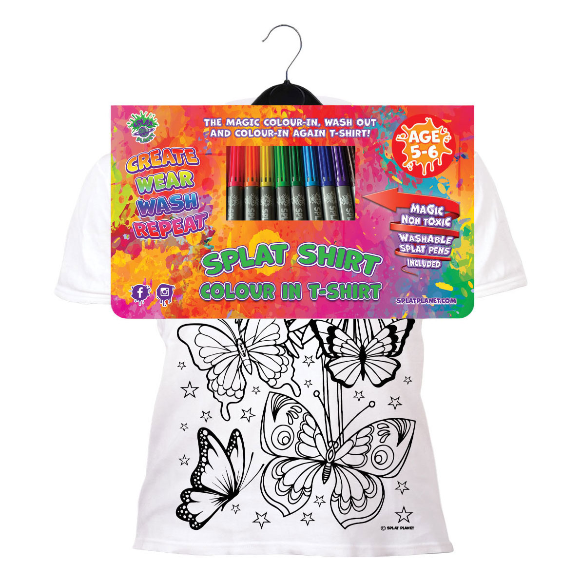 Splat Planet T-Shirt Kleuren Set Vlinders 5 - 6 Jaar