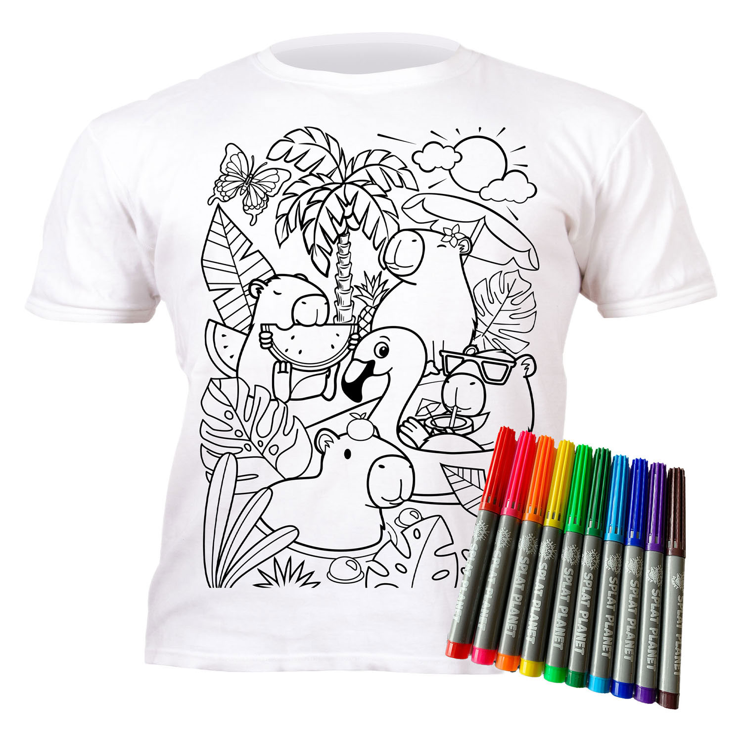 Splat Planet T-Shirt Kleuren Set Capibara 7 - 8 Jaar