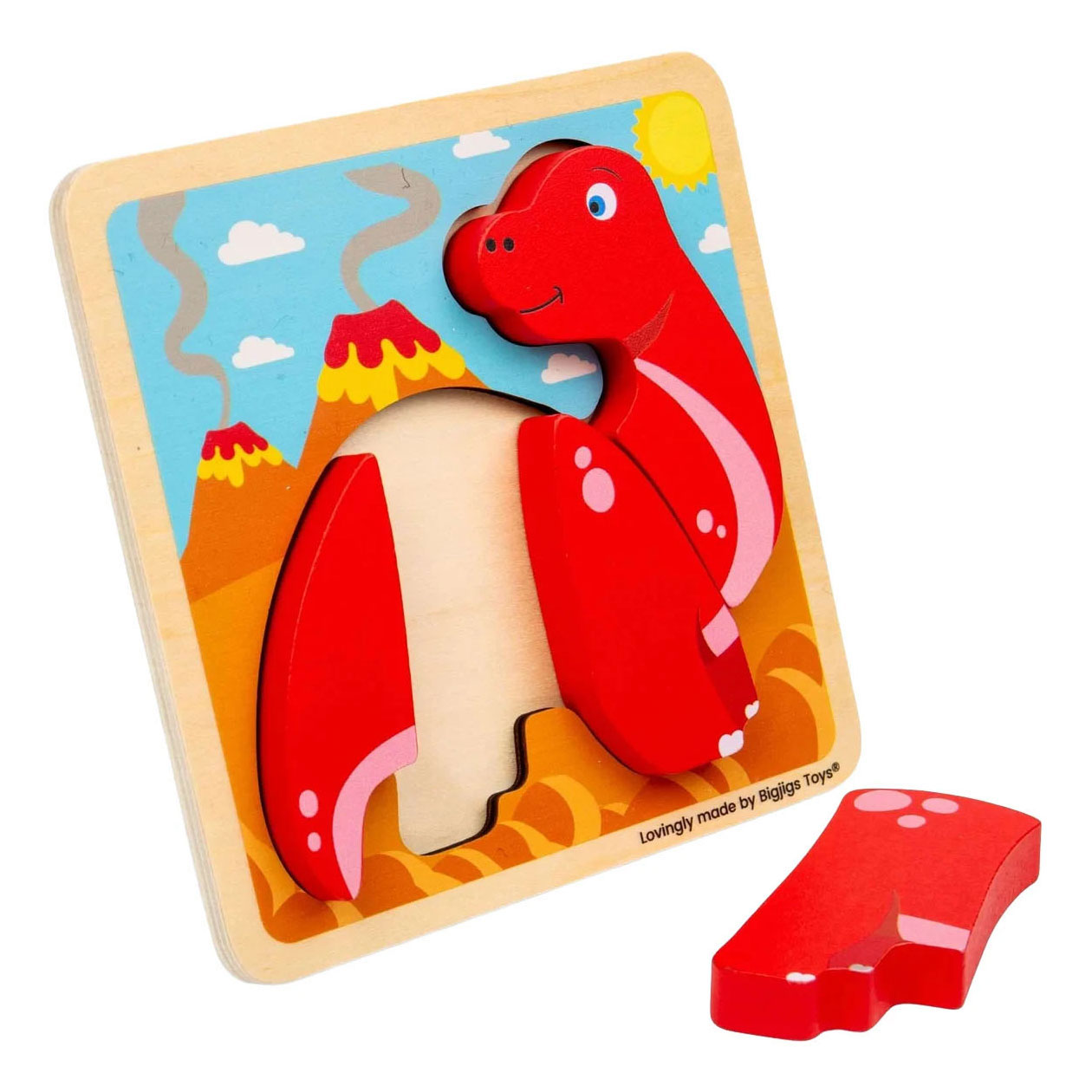 Bigjigs Houten Vormenpuzzel Diplodocus - 4st.
