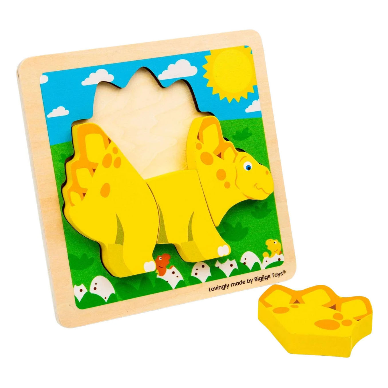 Casse-tête en bois Bigjigs Stégosaure - 4 pièces.