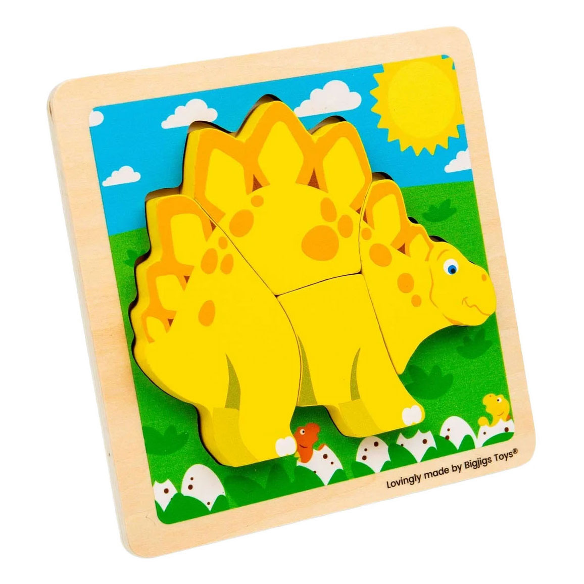 Casse-tête en bois Bigjigs Stégosaure - 4 pièces.