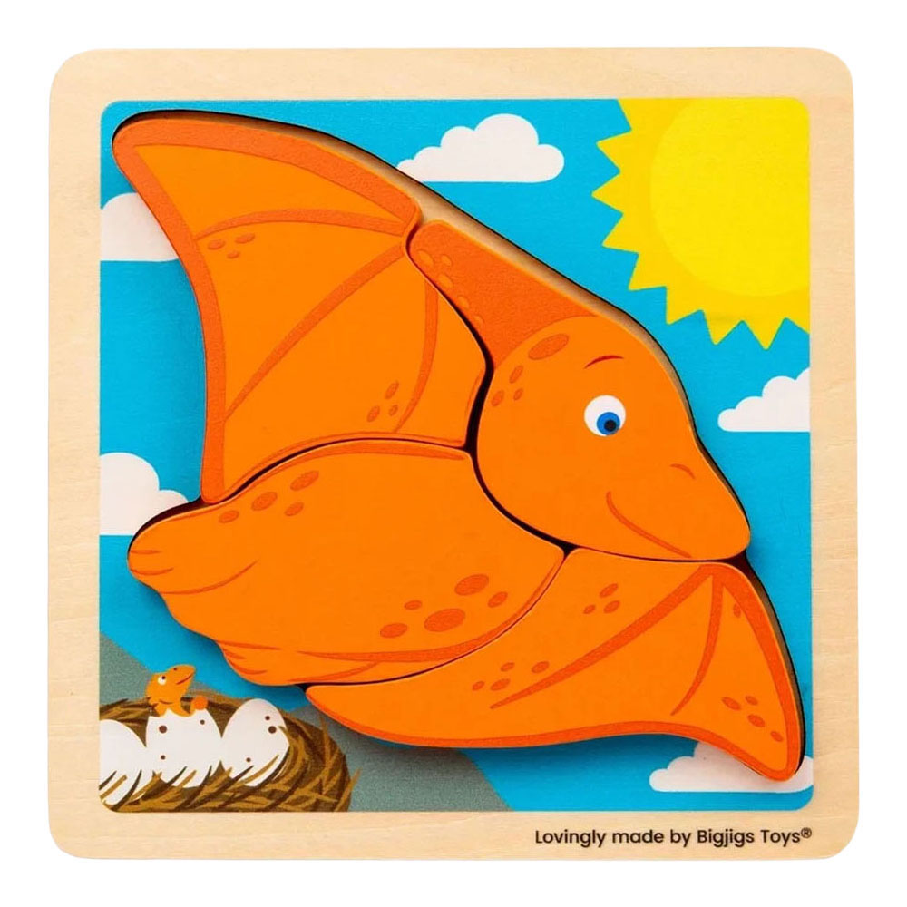Bigjigs Houten Vormenpuzzel Pterodactyl - 4st.