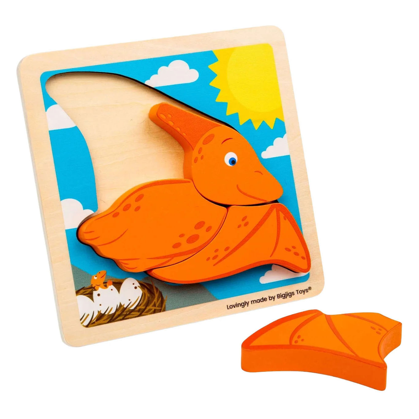 Bigjigs Houten Vormenpuzzel Pterodactyl - 4st.