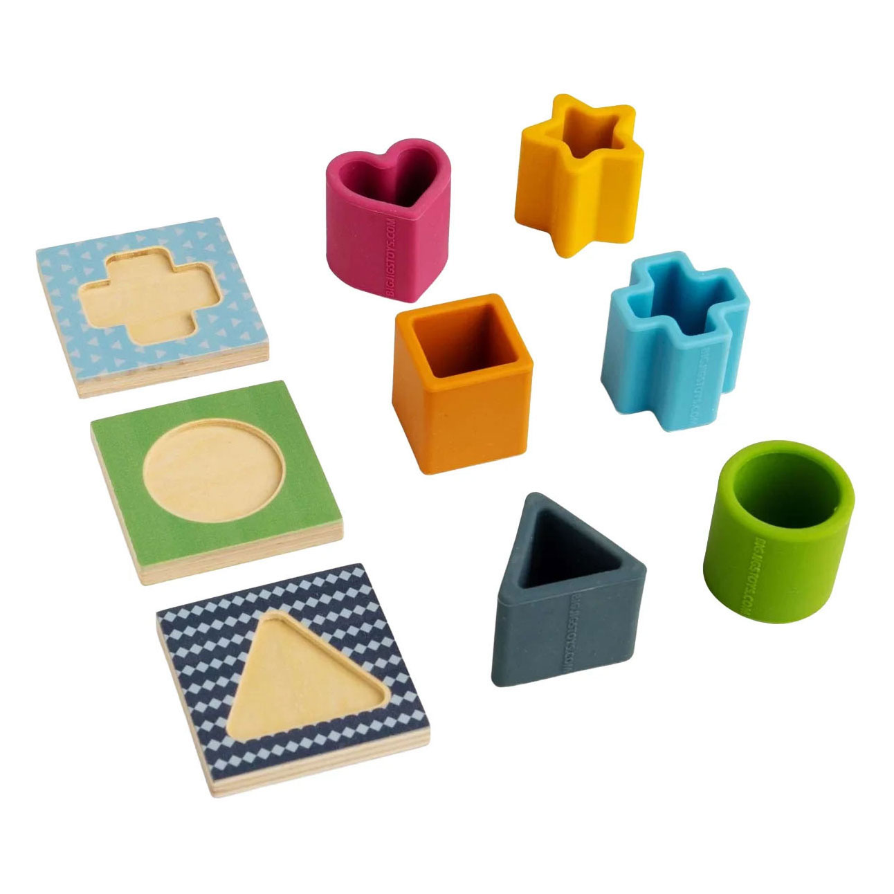Puzzle de formes en bois et silicone Bigjigs - 13 pièces.