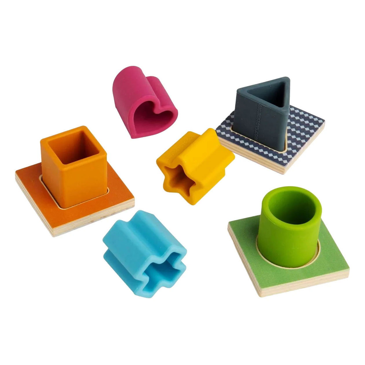 Puzzle de formes en bois et silicone Bigjigs - 13 pièces.
