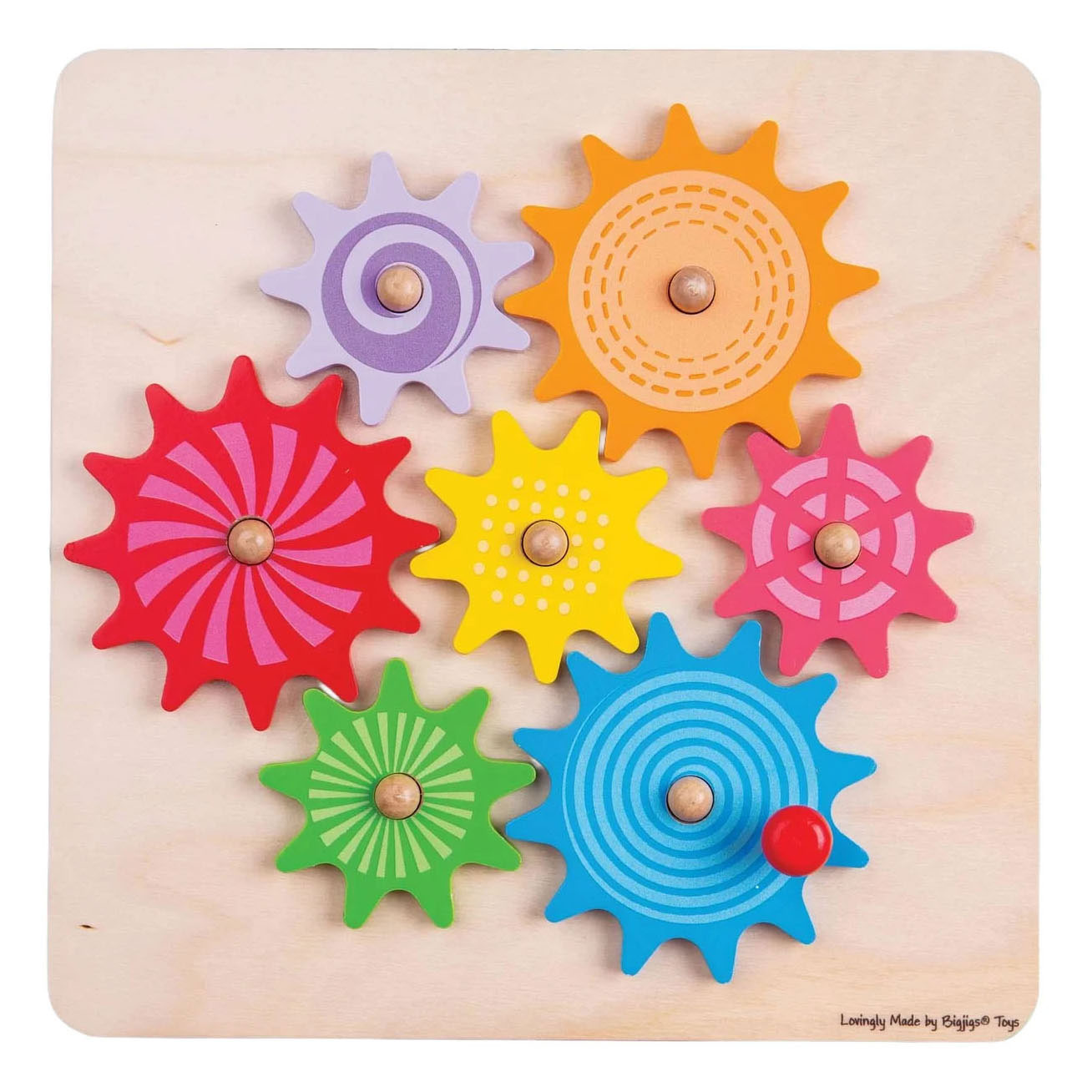 Puzzle d'engrenages en bois Bigjigs - 7 pièces.