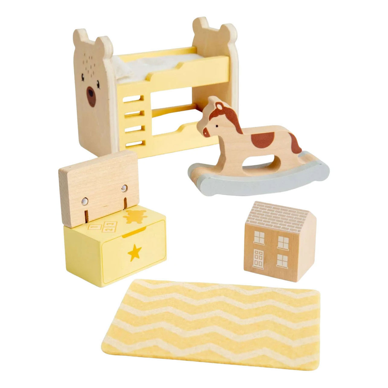 Bigjigs Puppenhausmöbel aus Holz, Kinderzimmer - 5-teilig