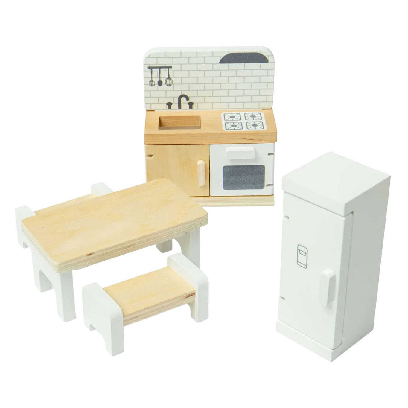 Bigjigs Puppenhausmöbel aus Holz, Küche – 5-teilig