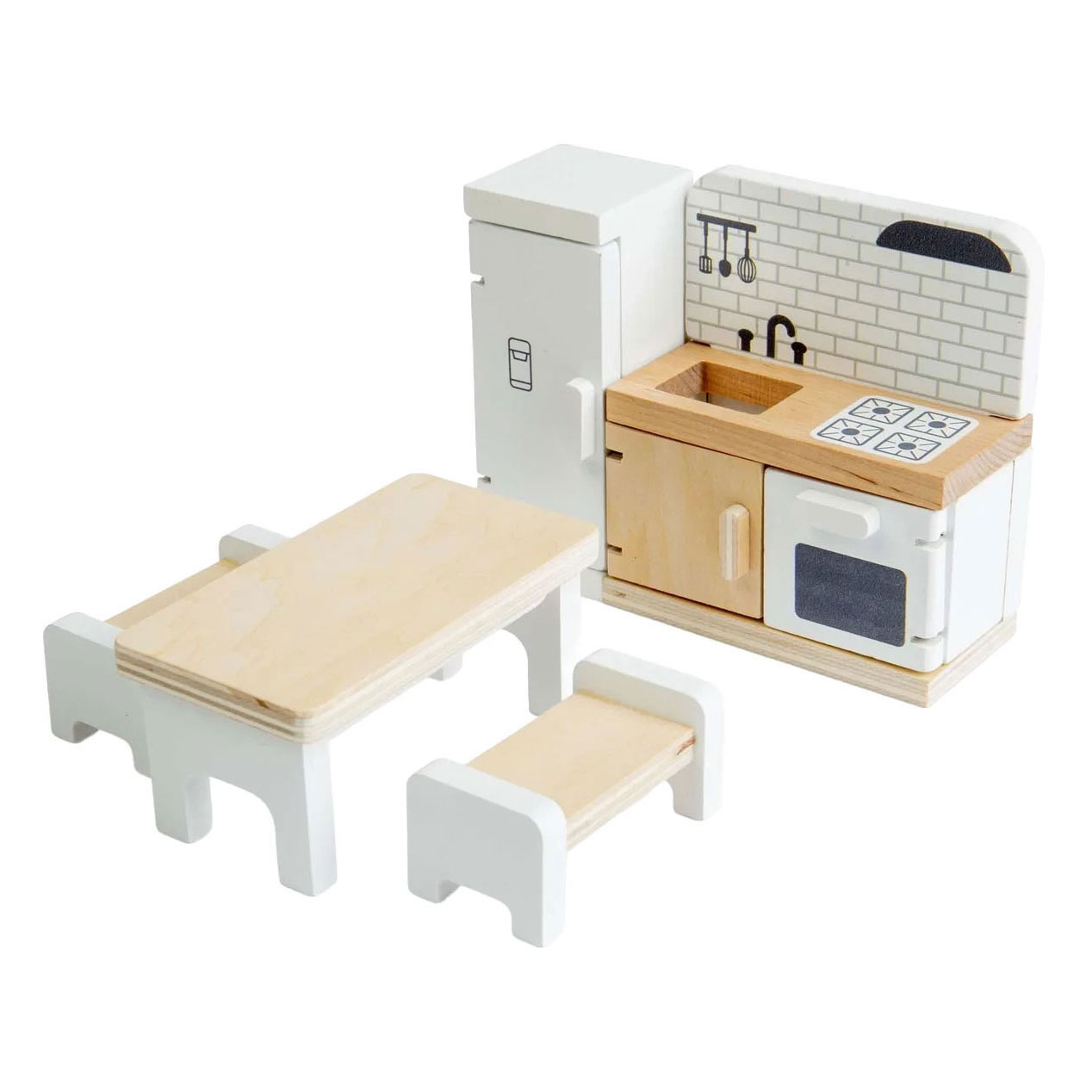 Bigjigs Puppenhausmöbel aus Holz, Küche – 5-teilig