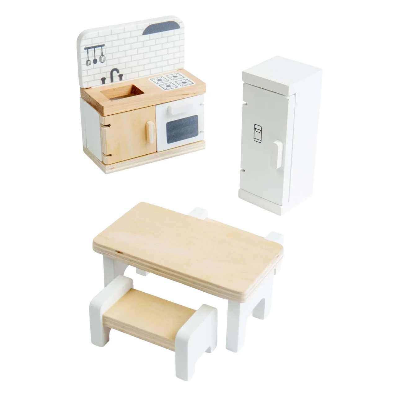 Bigjigs Puppenhausmöbel aus Holz, Küche – 5-teilig