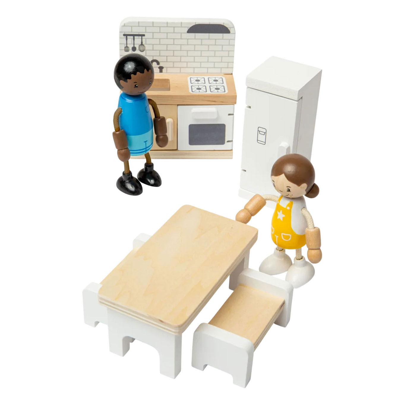 Bigjigs Puppenhausmöbel aus Holz, Küche – 5-teilig