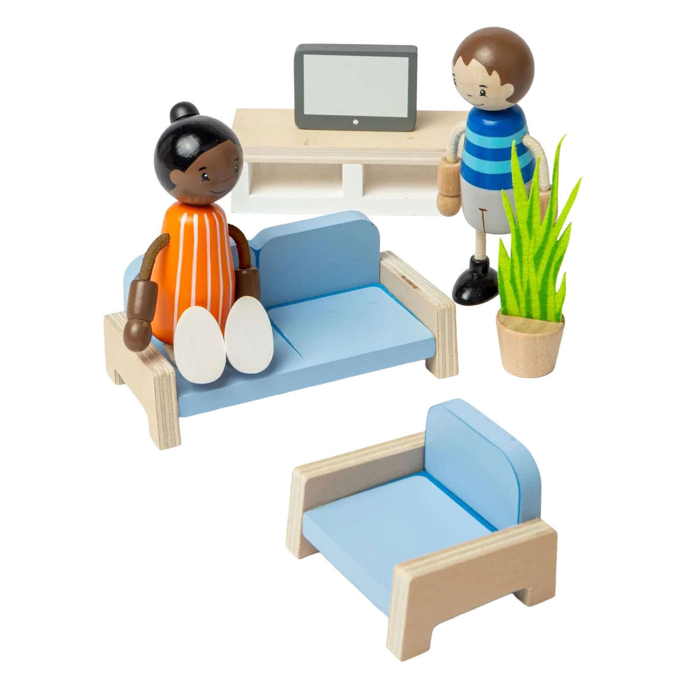 Bigjigs Puppenhausmöbel aus Holz, Wohnzimmer - 5-teilig.