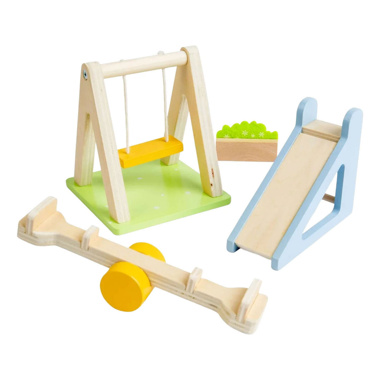 Bigjigs Puppenhausmöbel-Gartenset aus Holz – 4-teilig