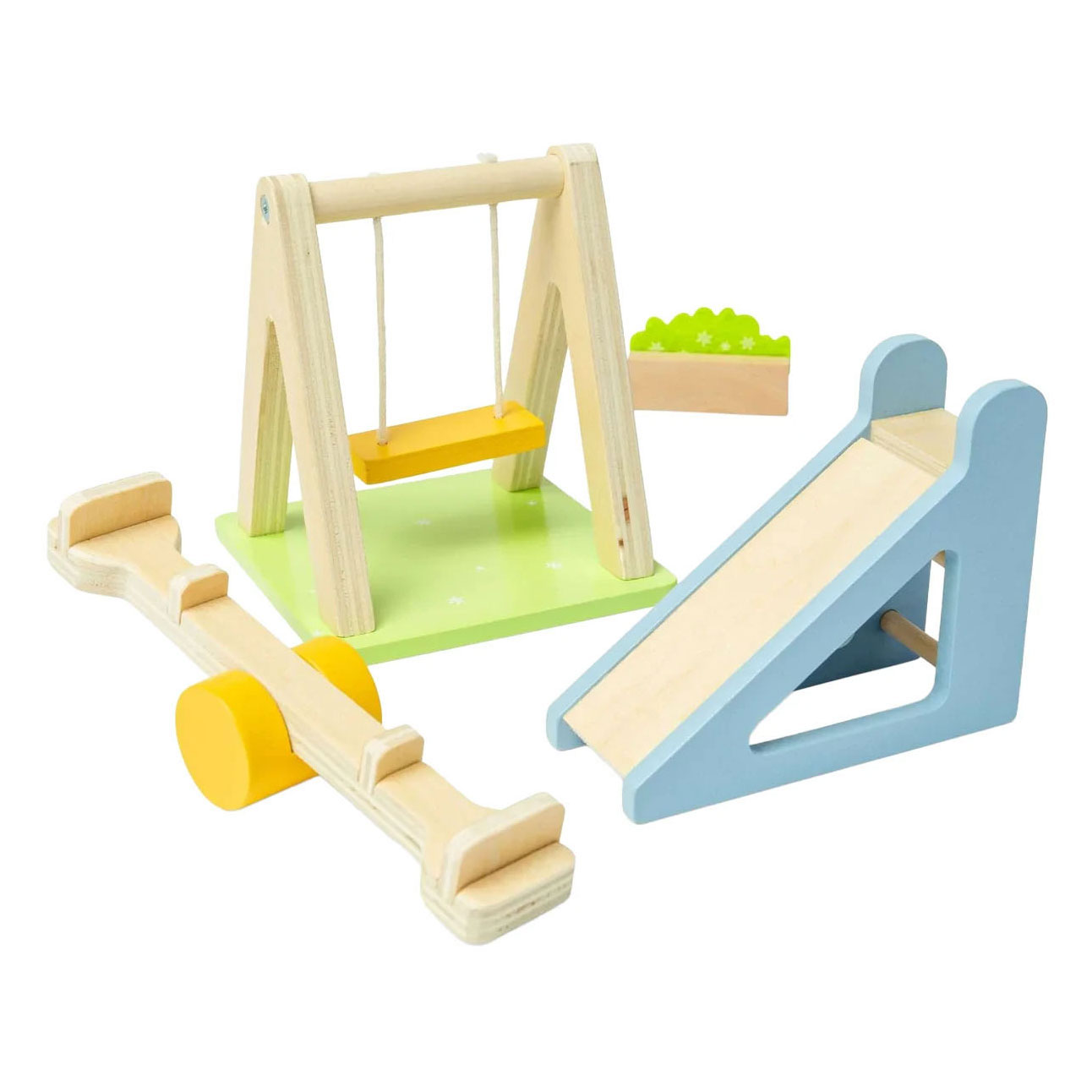 Bigjigs Puppenhausmöbel-Gartenset aus Holz – 4-teilig