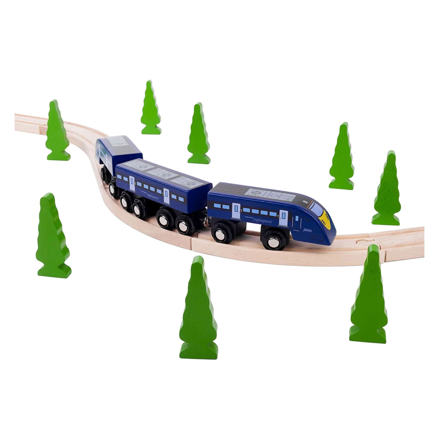 Bigjigs Houten Hoge Snelheidstrein 1 - 5dlg.
