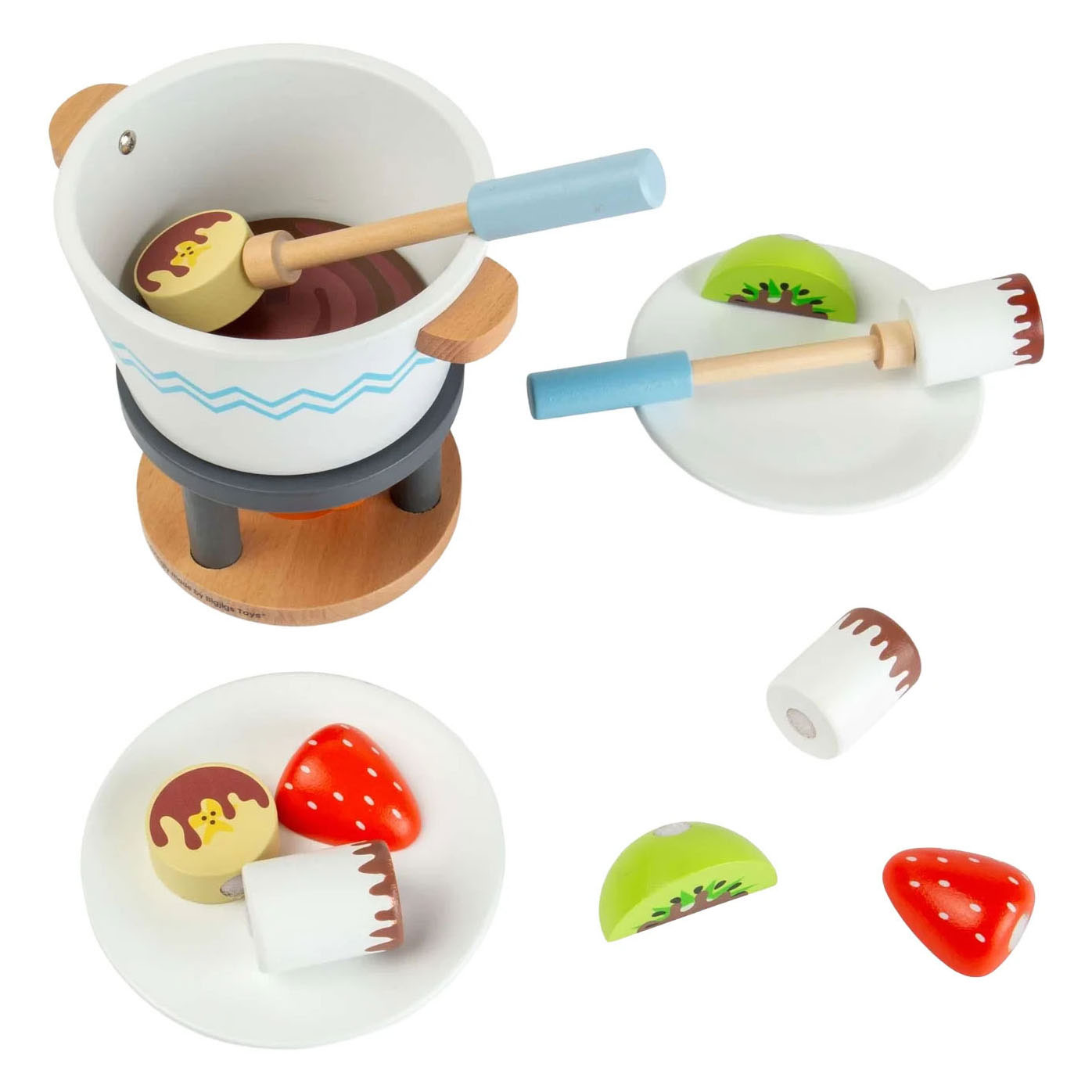 Bigjigs Schokoladenfondue-Spielset aus Holz - 16-teilig.