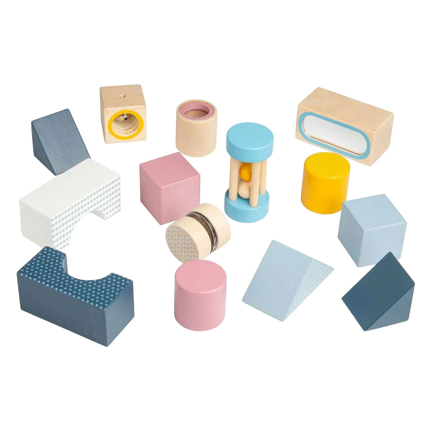 Bigjigs Houten Sensorische Blokken - 14dlg.