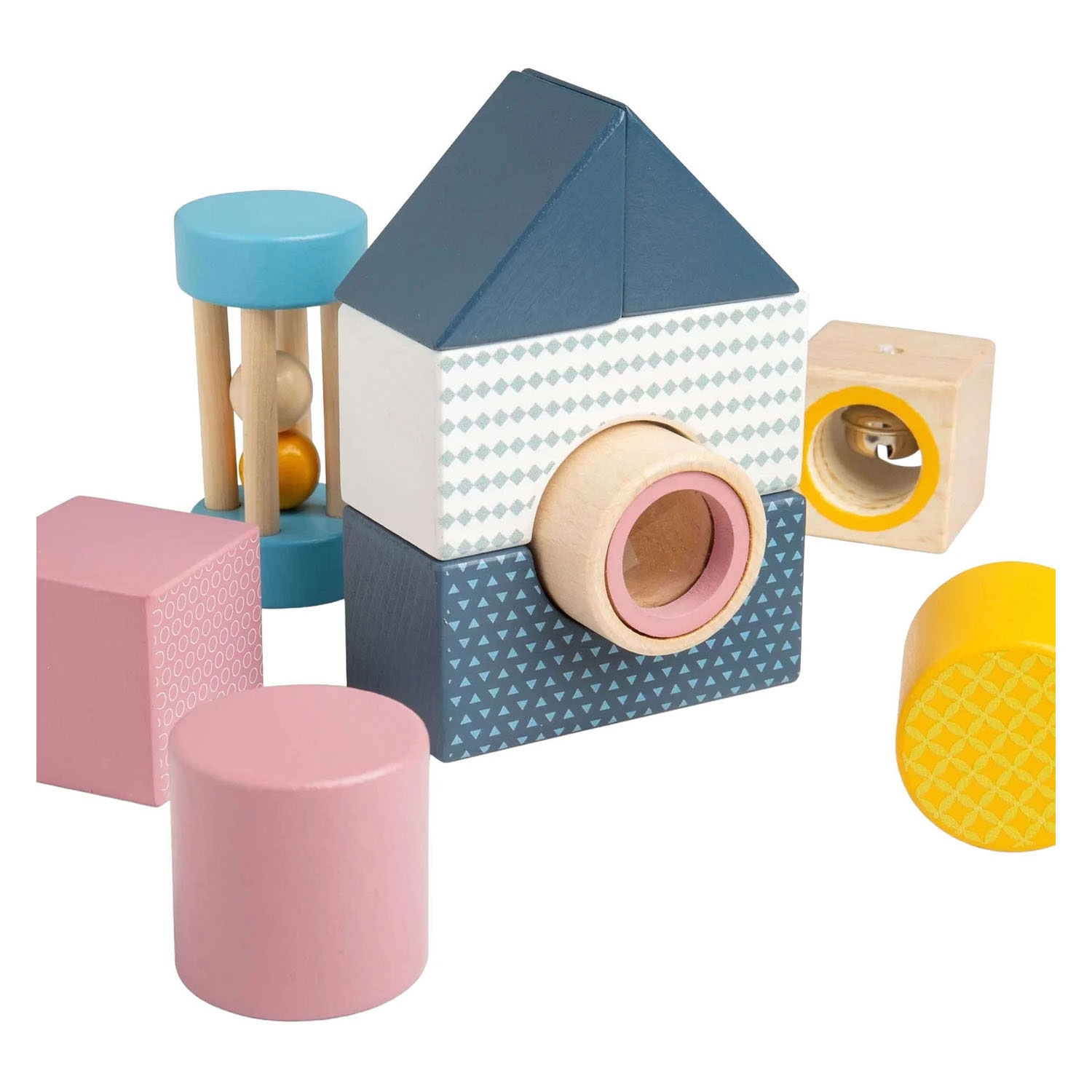 Bigjigs Houten Sensorische Blokken - 14dlg.